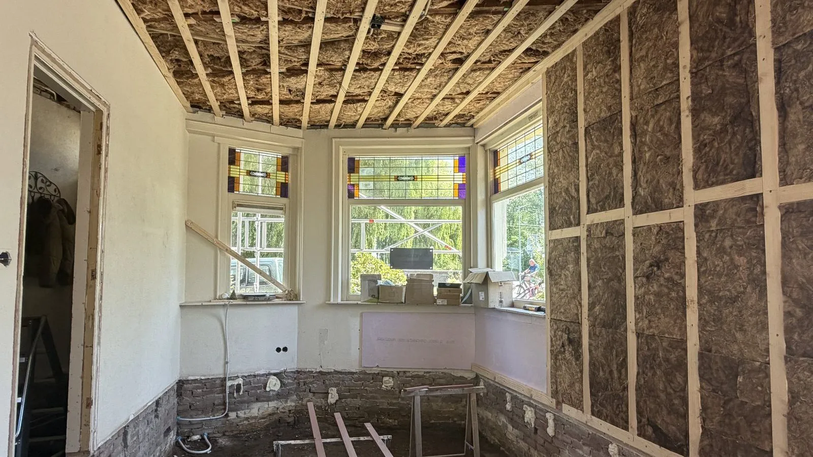 Binnenschil van een woning opnieuw opgebouwd en geïsoleerd